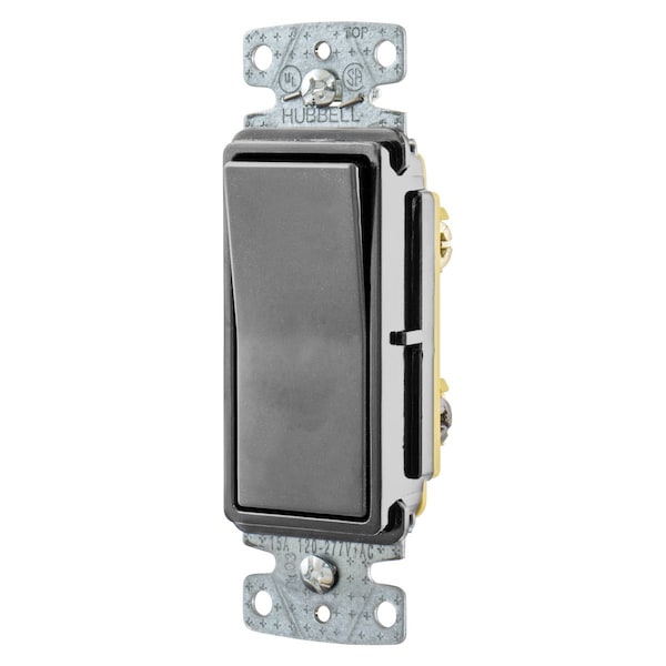 Hubbell Wiring Device-Kellems TradeSelect, Switches and Lighting Controls, Decorator Switch, Residential Grade, Rocker Switch, General Purpose AC, Three Way, 15A 120/277V AC, Push Back and Side Wired, Gray RSD315GY - main